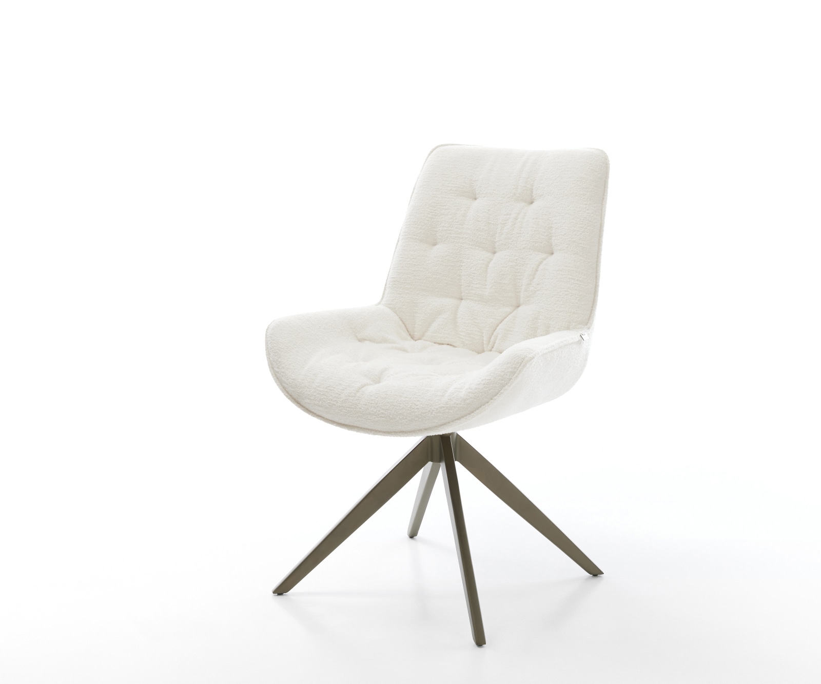 Drehstuhl Taimi-Flex Bouclé Soft Beige Kreuzgestell breit Effektfinish Titan 360° drehbar Wippfunktion