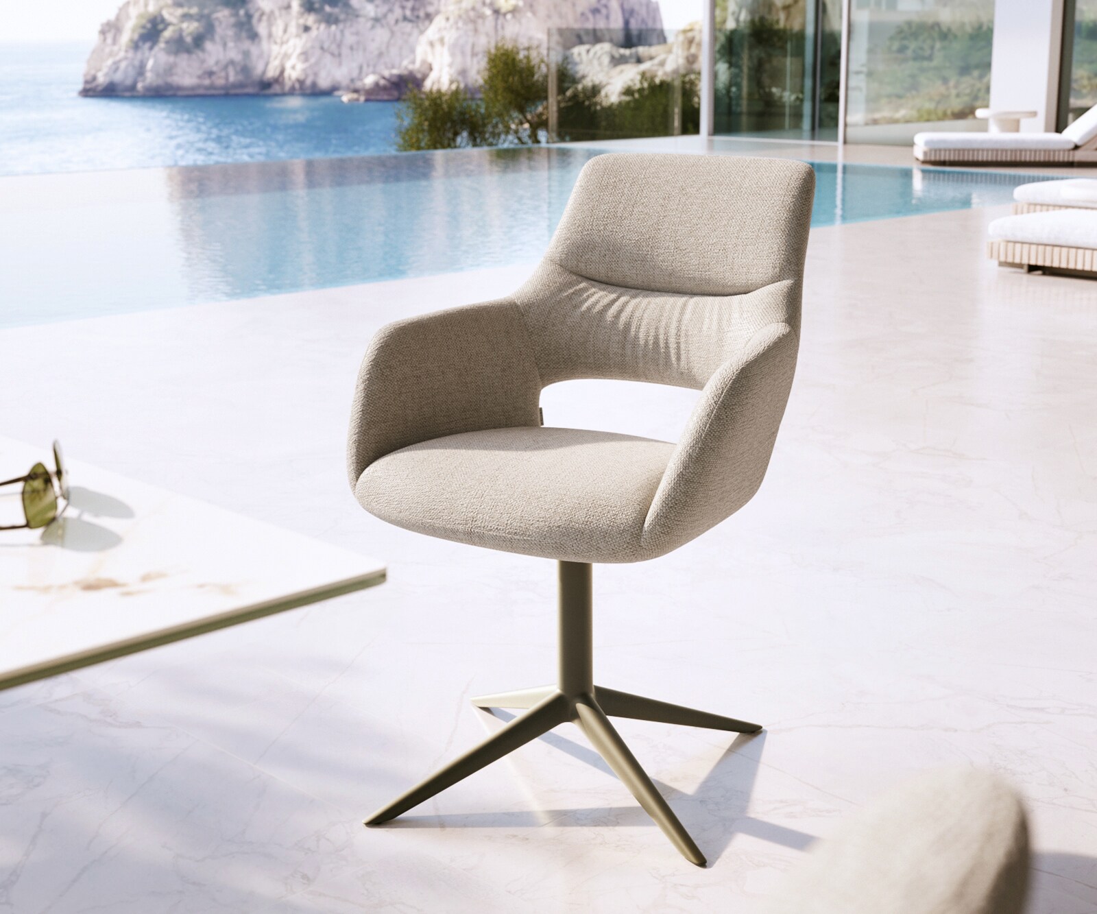 Outdoorstuhl Yago-Flex Fußkreuz 360° drehbar Wippfunktion