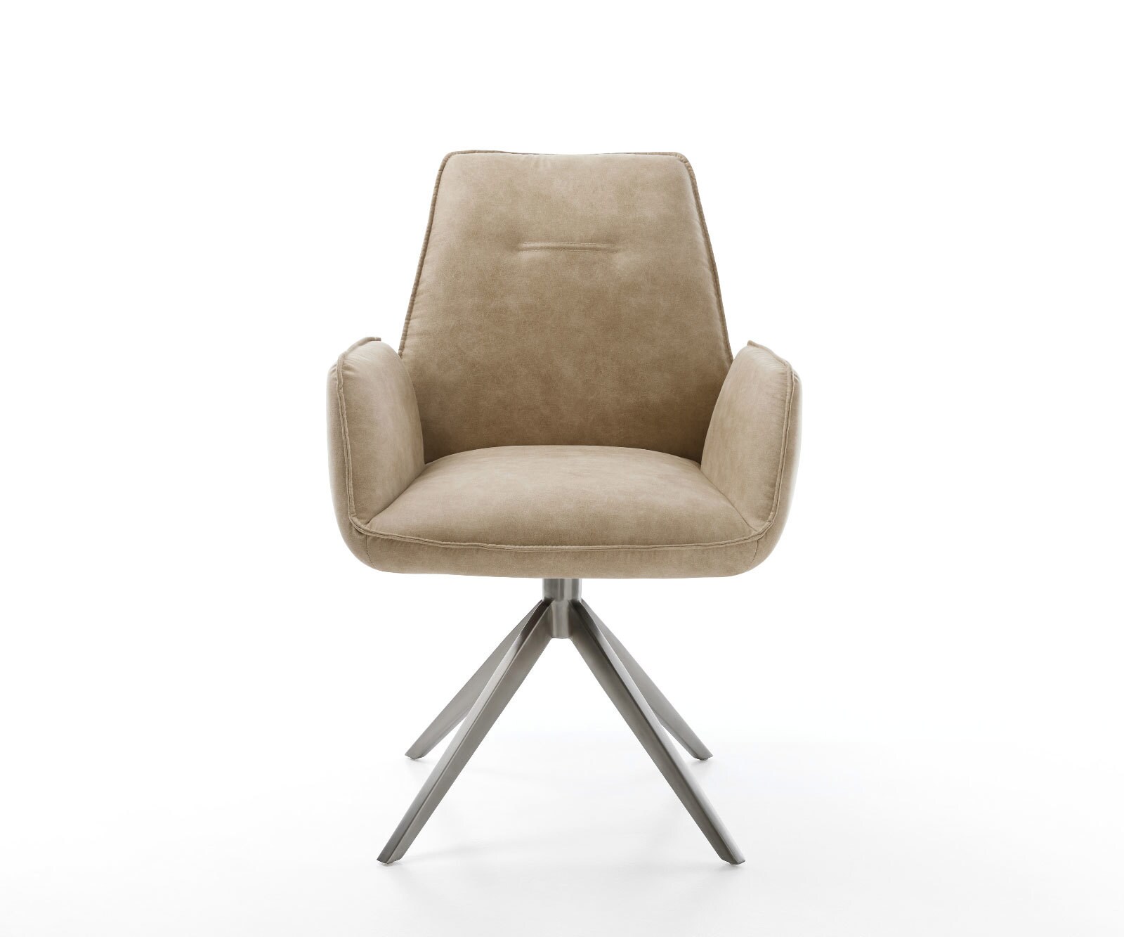 Drehstuhl Zoa-Flex Mikrofaser Beige Vintage Kreuzgestell breit Graphit 360° drehbar Wippfunktion Taschenfederkern 1