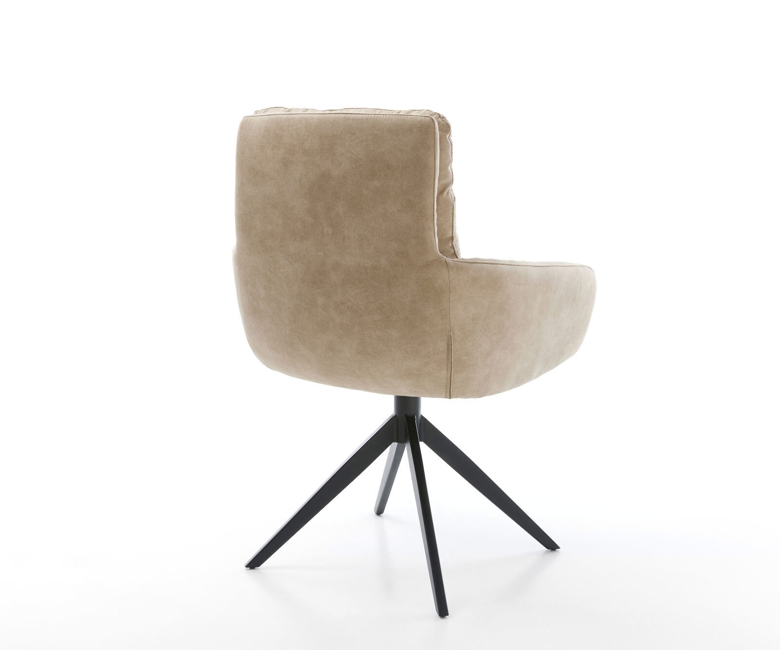 Drehstuhl Abelia-Flex mit Armlehnen Mikrofaser Beige Vintage Kreuzgestell breit Schwarz 360° drehbar Wippfunktion 4