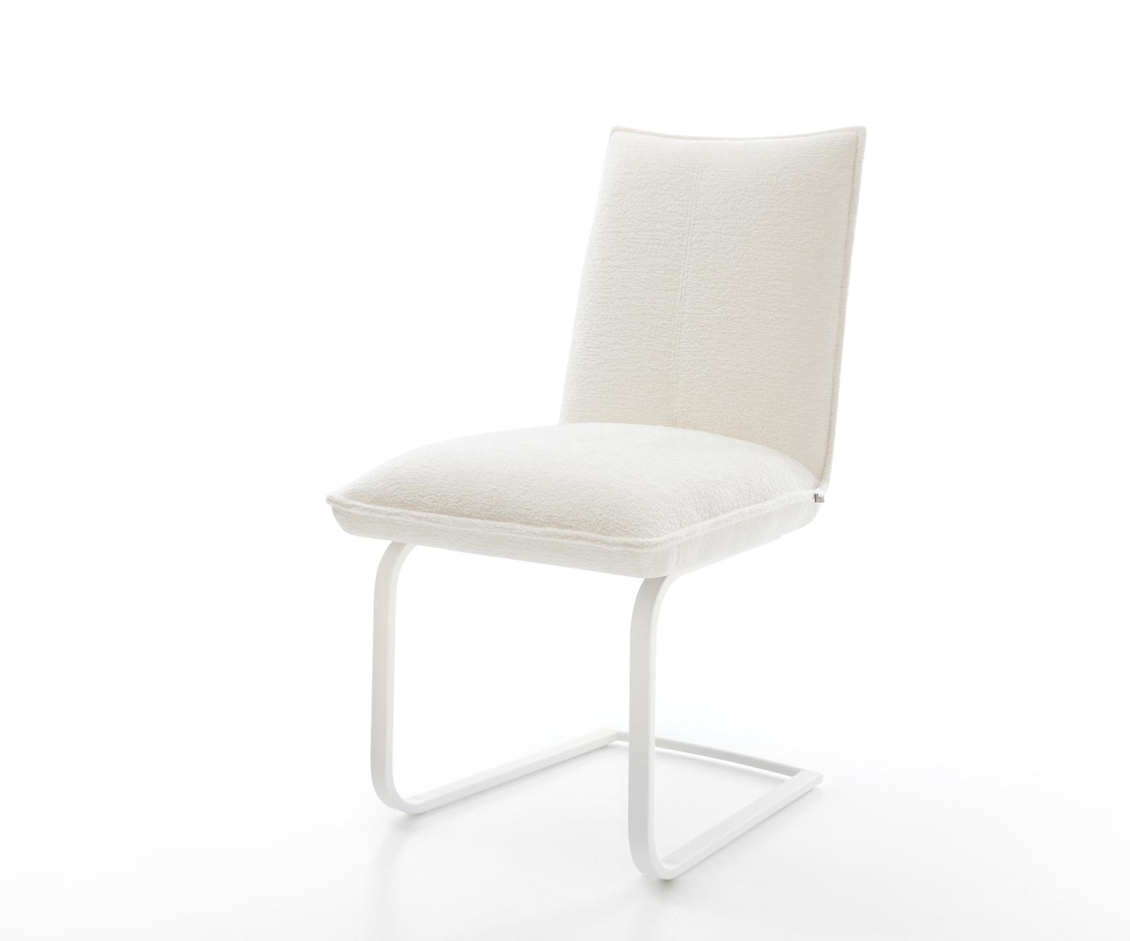 Delife Freischwinger Lelio-Flex Bouclé Soft Beige Freischwinger Flach Weiß Taschenfederkern