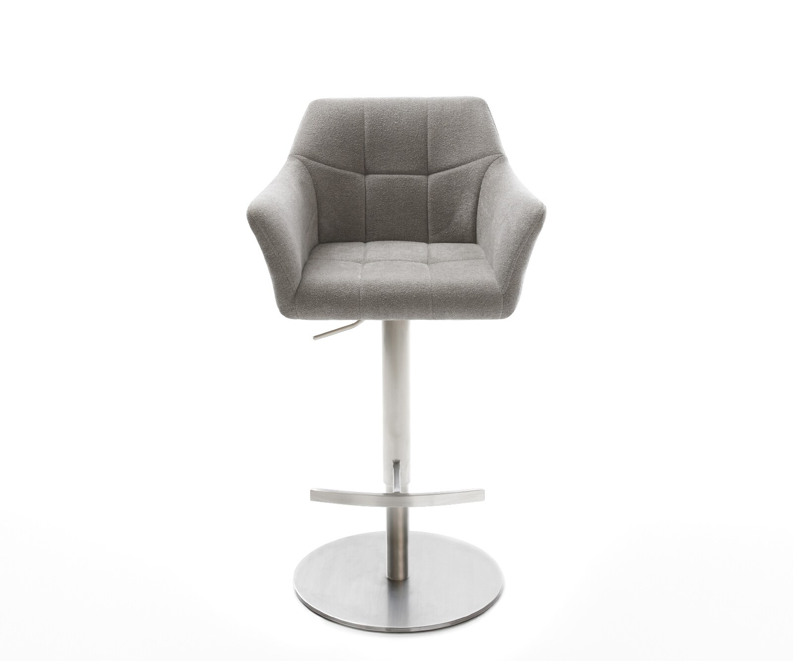 Barstuhl Yulo-Flex Strukturstoff Soft Grau Drehfuß höhenverstellbar Edelstahl Silberfarben 1