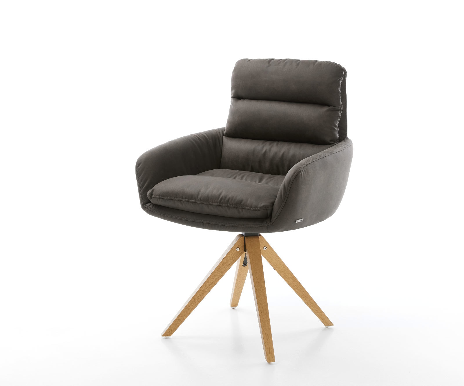 Esszimmerstuhl Abelia-Flex mit Armlehnen Mikrofaser Anthrazit Vintage Holzgestell kantig Natur Esszimmerstuhl Abelia-Flex mit Armlehnen Mikrofaser Anthrazit Vintage Holzgestell kantig Natur