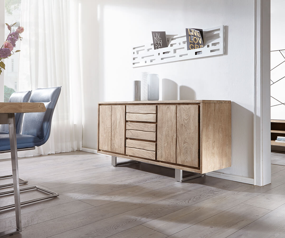 Kommode Live-Edge Türen & Schubkästen Baumkante Sideboard 1