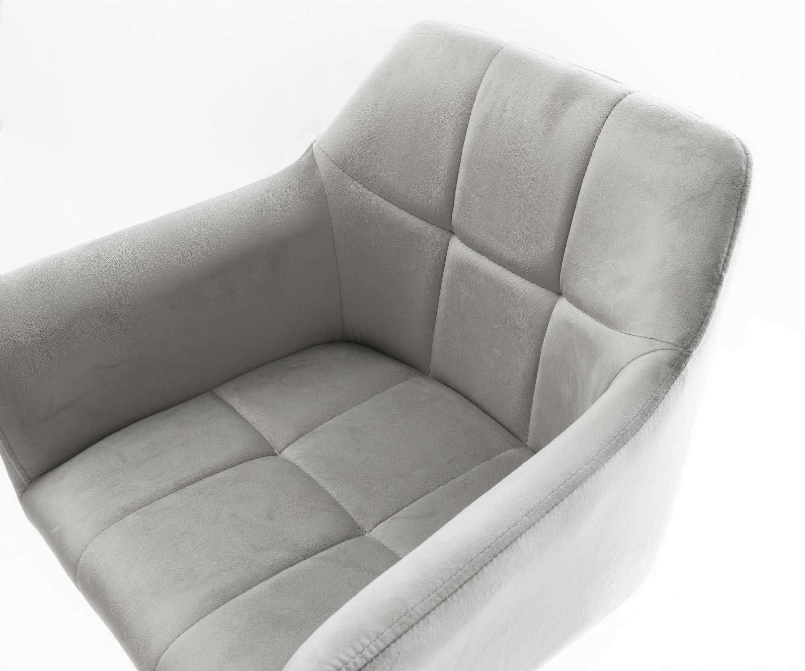 Barstuhl Yulo-Flex Samt Grau Drehfuß höhenverstellbar Edelstahl 2 Barstuhl Yulo-Flex Samt Grau Drehfuß höhenverstellbar Edelstahl 2