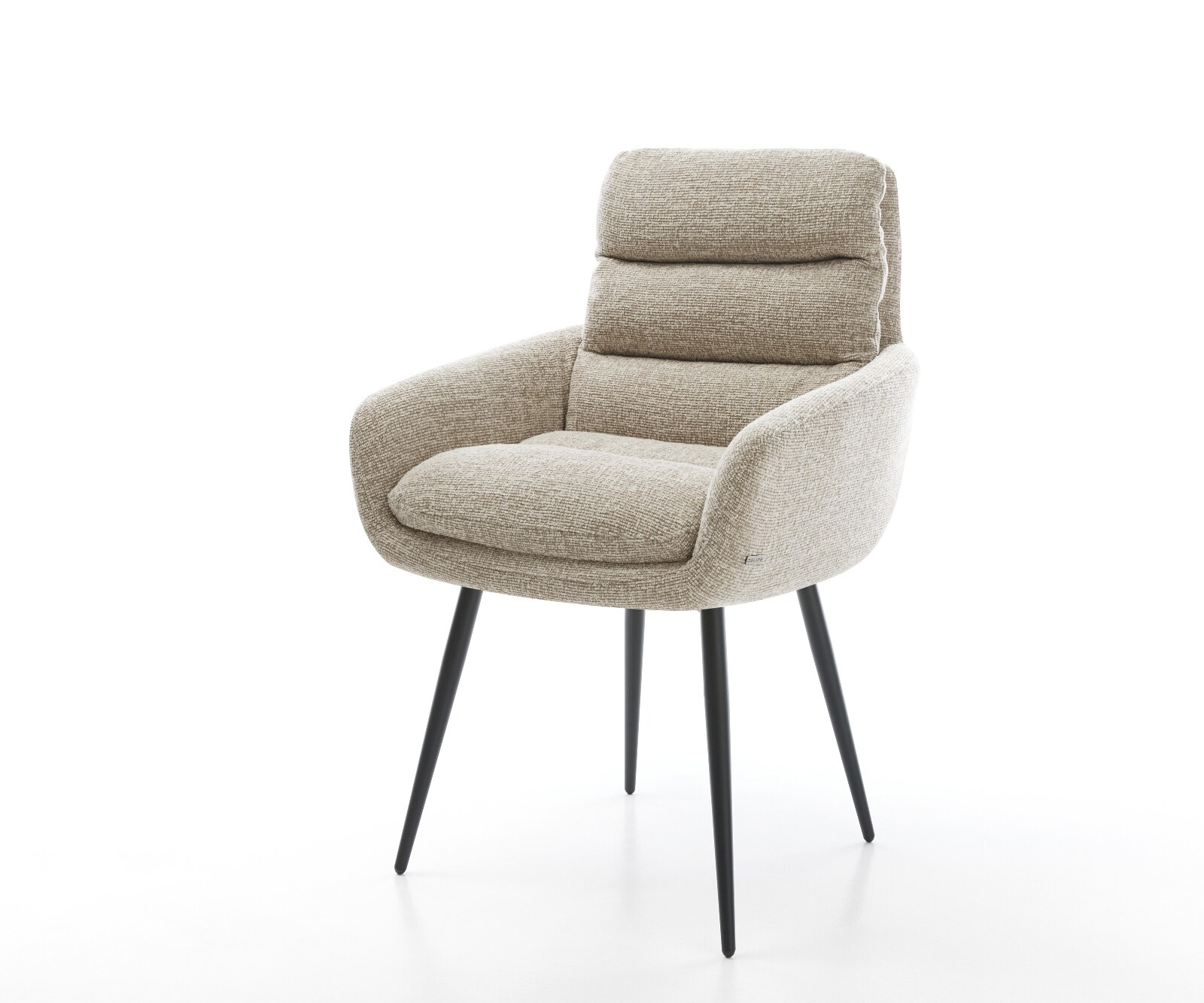 Esszimmerstuhl Abelia-Flex mit Armlehnen Webstoff Soft Beige 4-Fuß konisch günstig online kaufen