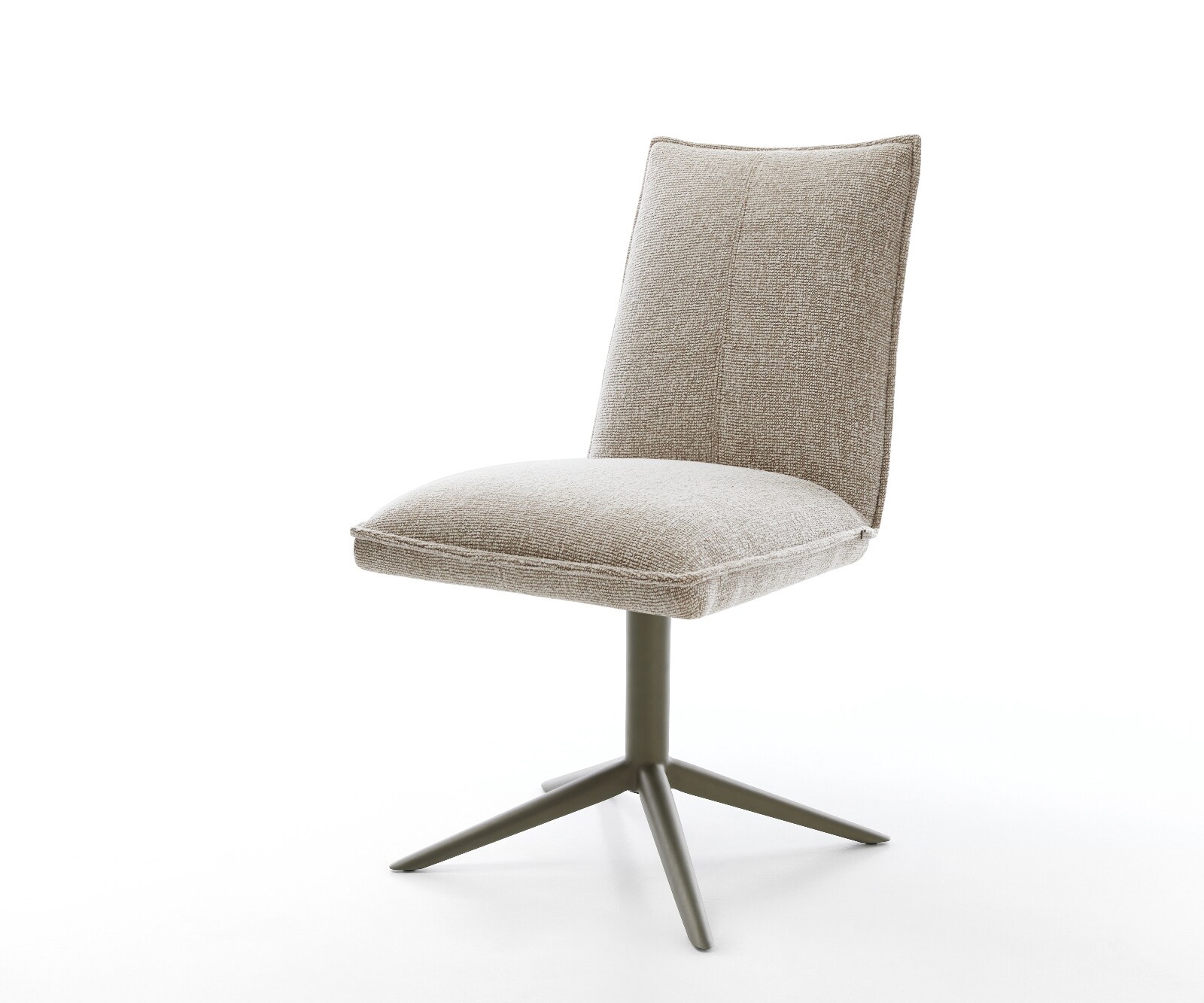 Chaise-pivotante Lelio-Flex tissu tissé doux beige pied de chaise 4 branches aspect titane pivotement sur 360° fonction bascule resorts ensachés
