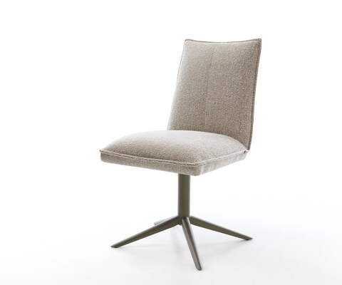 Drehstuhl Lelio-Flex Webstoff Soft Beige Fußkreuz Effektfinish Titan 360° drehbar Wippfunktion Taschenfederkern
