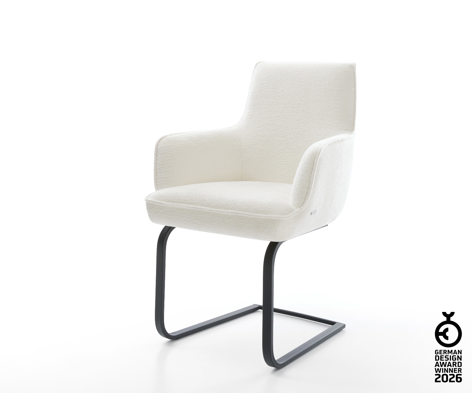 Freischwinger Heira-Flex mit Armlehnen Bouclé Soft Beige Freischwinger flach Schwarz Taschenfederkern 1