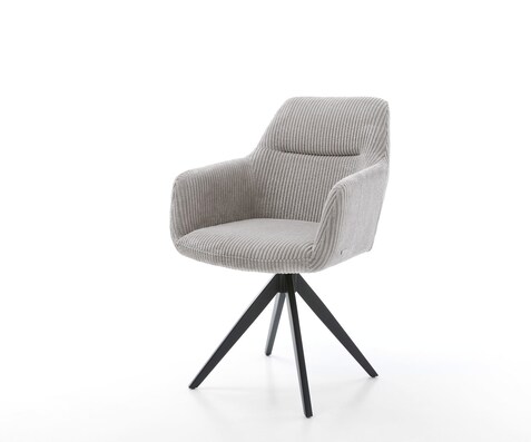 Esszimmerstuhl Pejo-Flex Cord Silbergrau Kreuzgestell kantig Schwarz Taschenfederkern