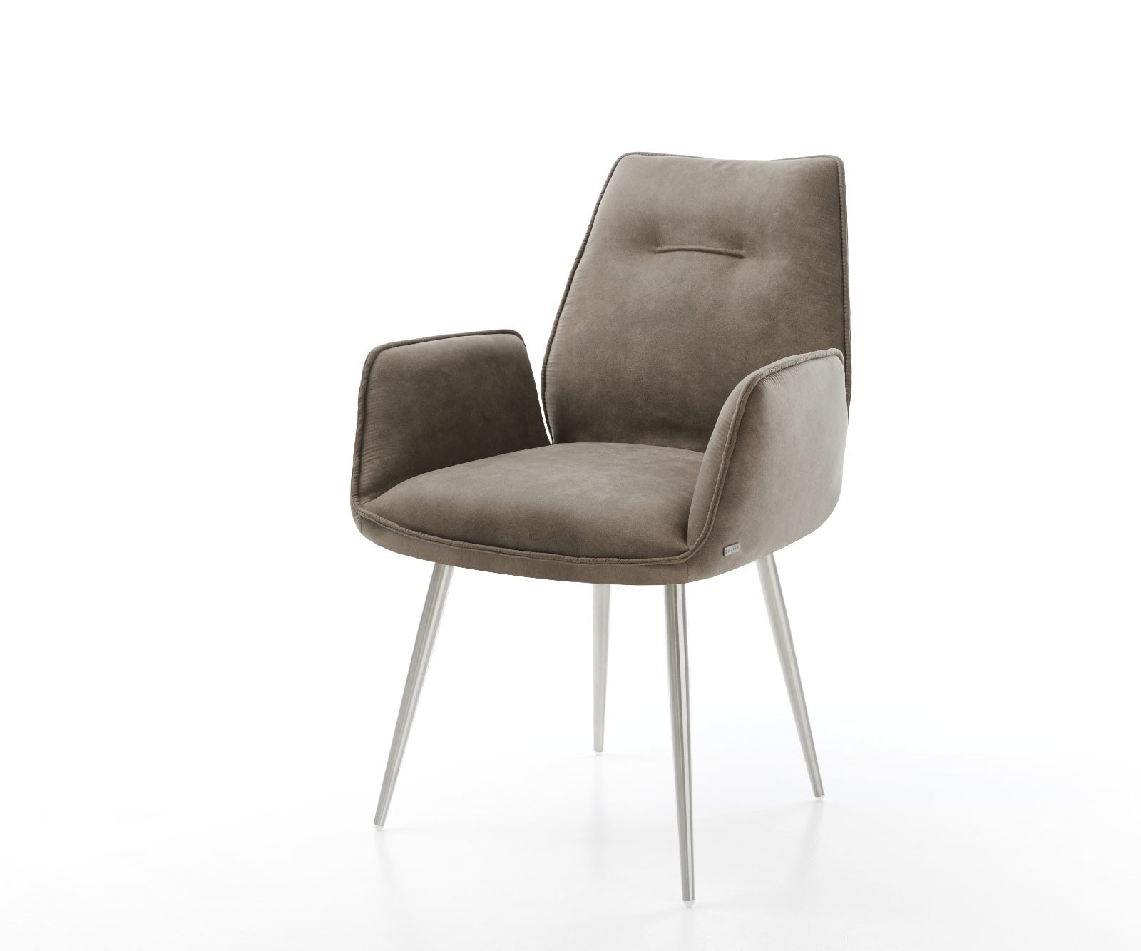 Esszimmerstuhl Zoa-Flex Mikrofaser Taupe Vintage 4-Fuß konisch Edelstahl Taschenfederkern Esszimmerstuhl Zoa-Flex Mikrofaser Taupe Vintage 4-Fuß konisch Edelstahl Taschenfederkern