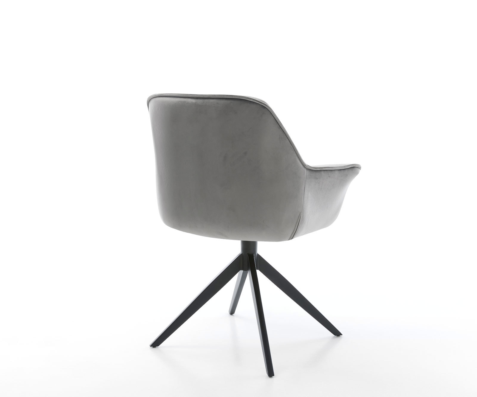 Esszimmerstuhl Keila-Flex mit Armlehnen Samt Grau Kreuzgestell breit Schwarz 4 Esszimmerstuhl Keila-Flex mit Armlehnen Samt Grau Kreuzgestell breit Schwarz 4