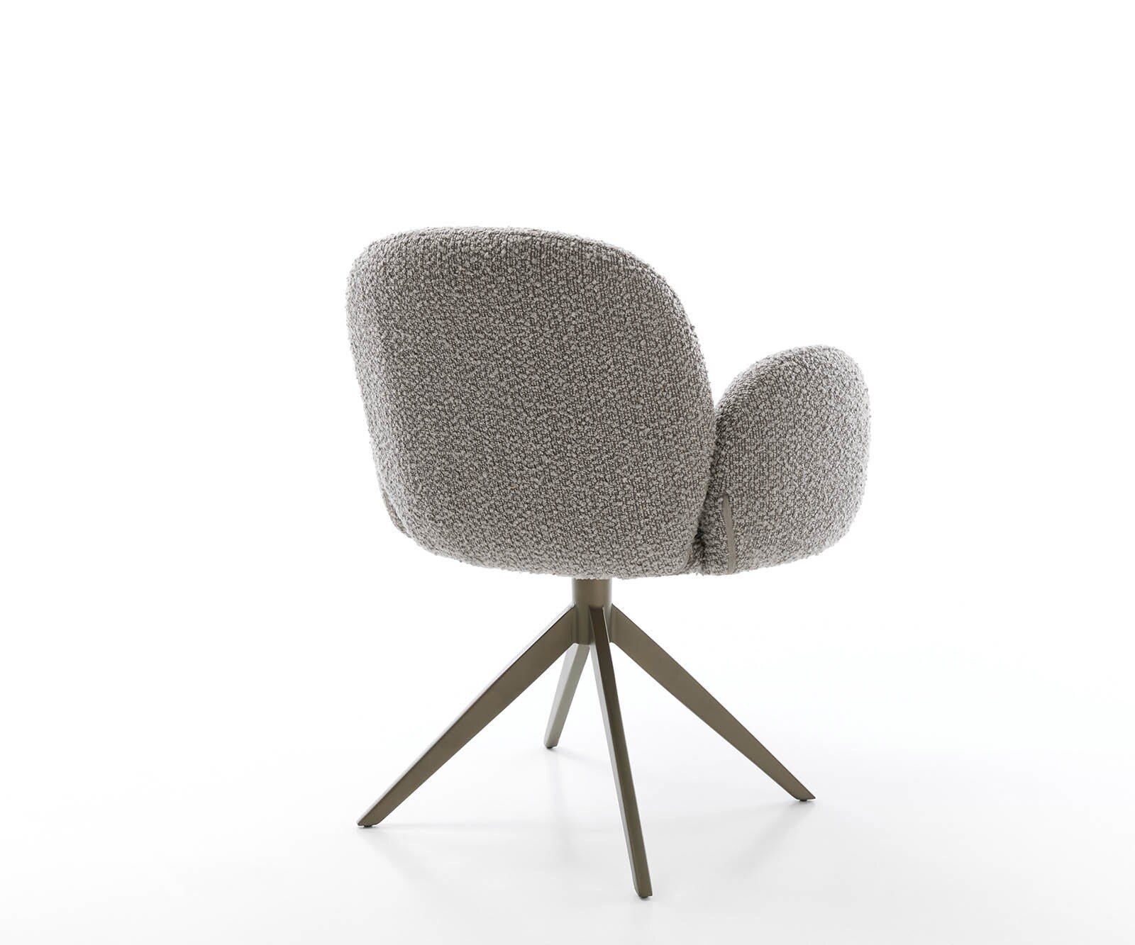 Drehstuhl Nube-Flex mit Armlehnen Bouclé Silbergrau Kreuzgestell breit Effektfinish Titan 360° drehbar Taschenfederkern 4