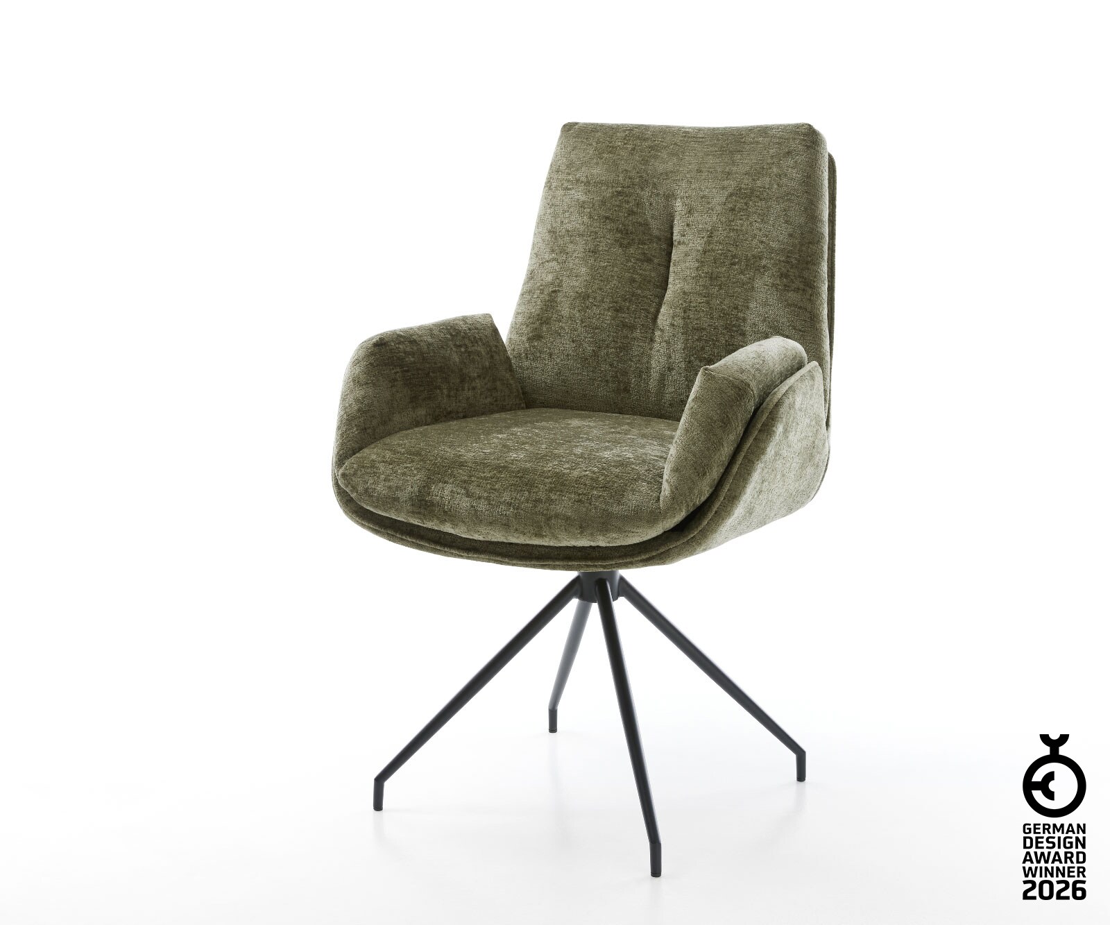 Drehstuhl Clea-Flex Chenille Olive Kreuzgestell konisch Schwarz 180° drehba günstig online kaufen