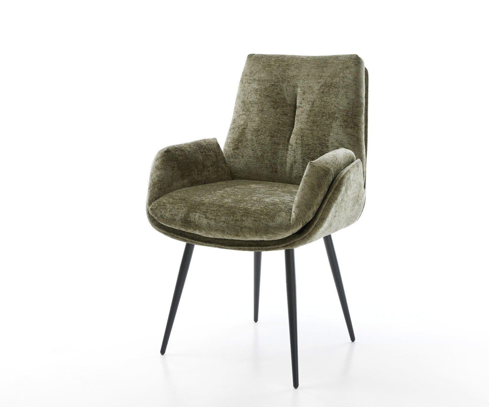 Esszimmerstuhl Clea-Flex Chenille Olive 4-Fuß konisch Schwarz günstig online kaufen