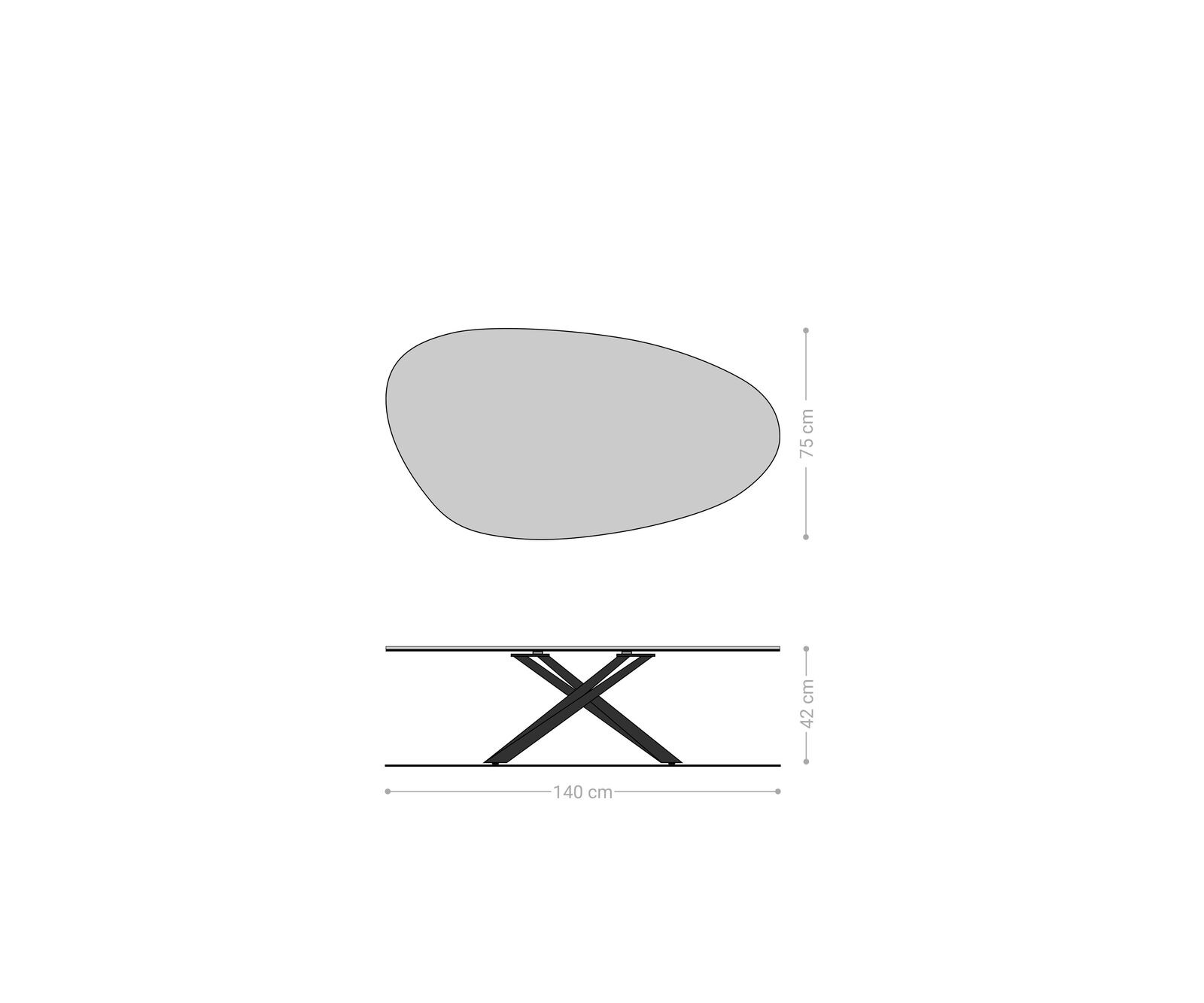 Couchtisch Edge Oval 140x75 cm Keramik Patagonia Poliert Sarity Metall Effektfinish Titan 6