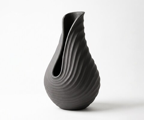Vase Helixa B20 x T21 x H35 cm Aluminium Basalt Gegossen