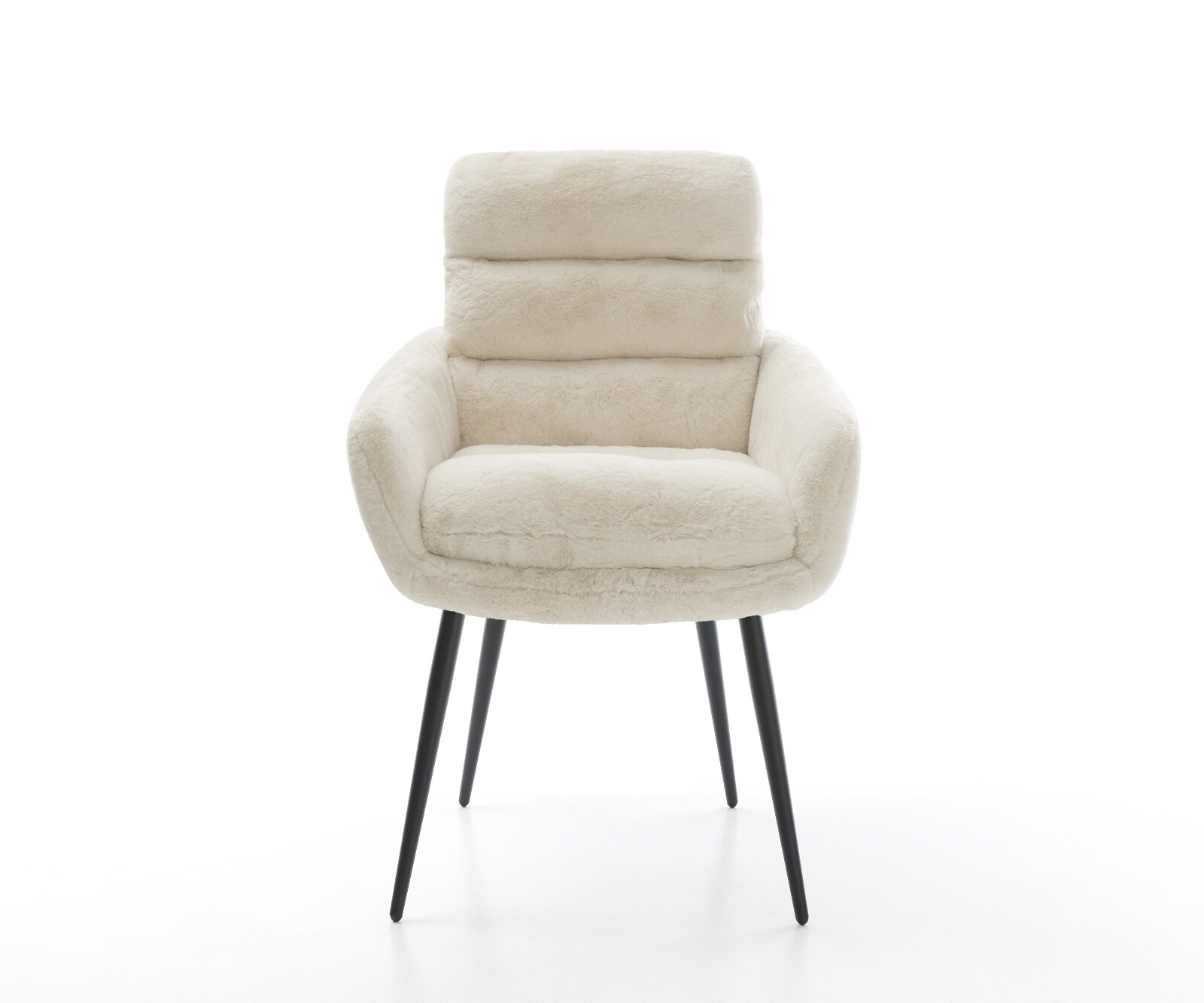 Esszimmerstuhl Abelia-Flex mit Armlehnen Plüsch Creme-Weiß 4-Fuß konisch Schwarz 1