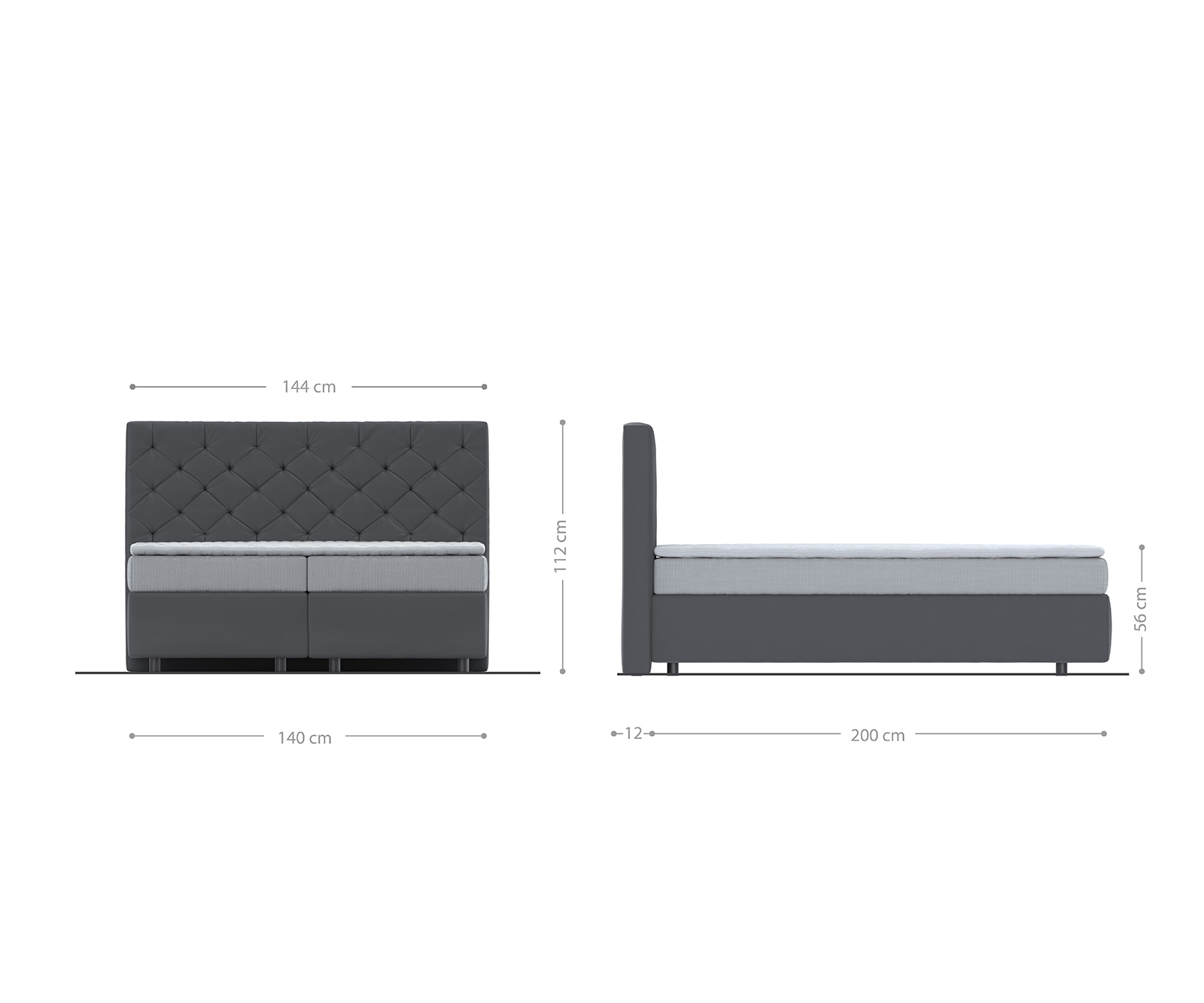Boxspringbett Dream-Great 140x200 cm Mikrofaser Anthrazit Vintage mit Matratze und Topper 4 Boxspringbett Dream-Great 140x200 cm Mikrofaser Anthrazit Vintage mit Matratze und Topper 4