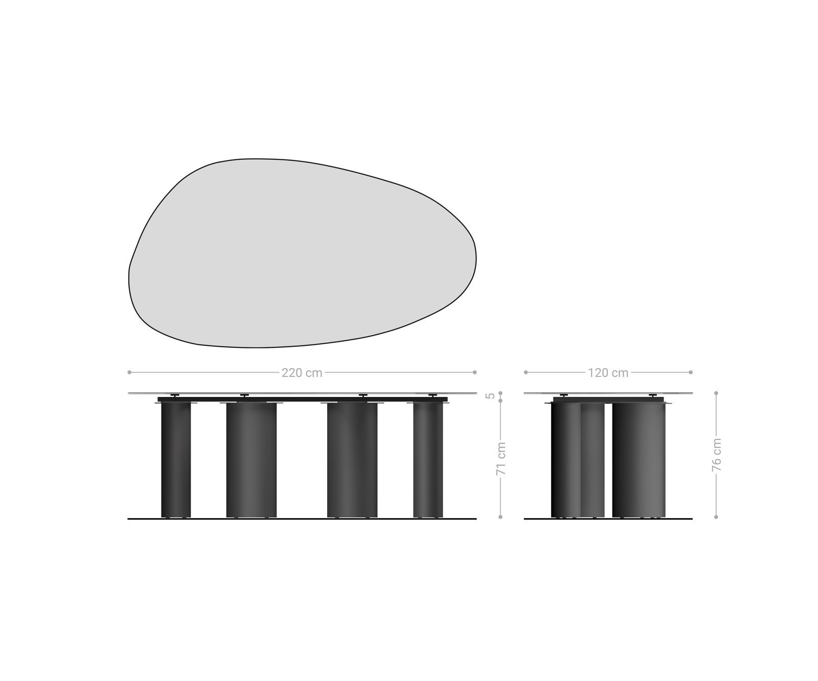 Esstisch Edge Oval 220x120 Keramik Laminam®Travertino Bianco Creme-Weiß Pilier Metall Weiß 7