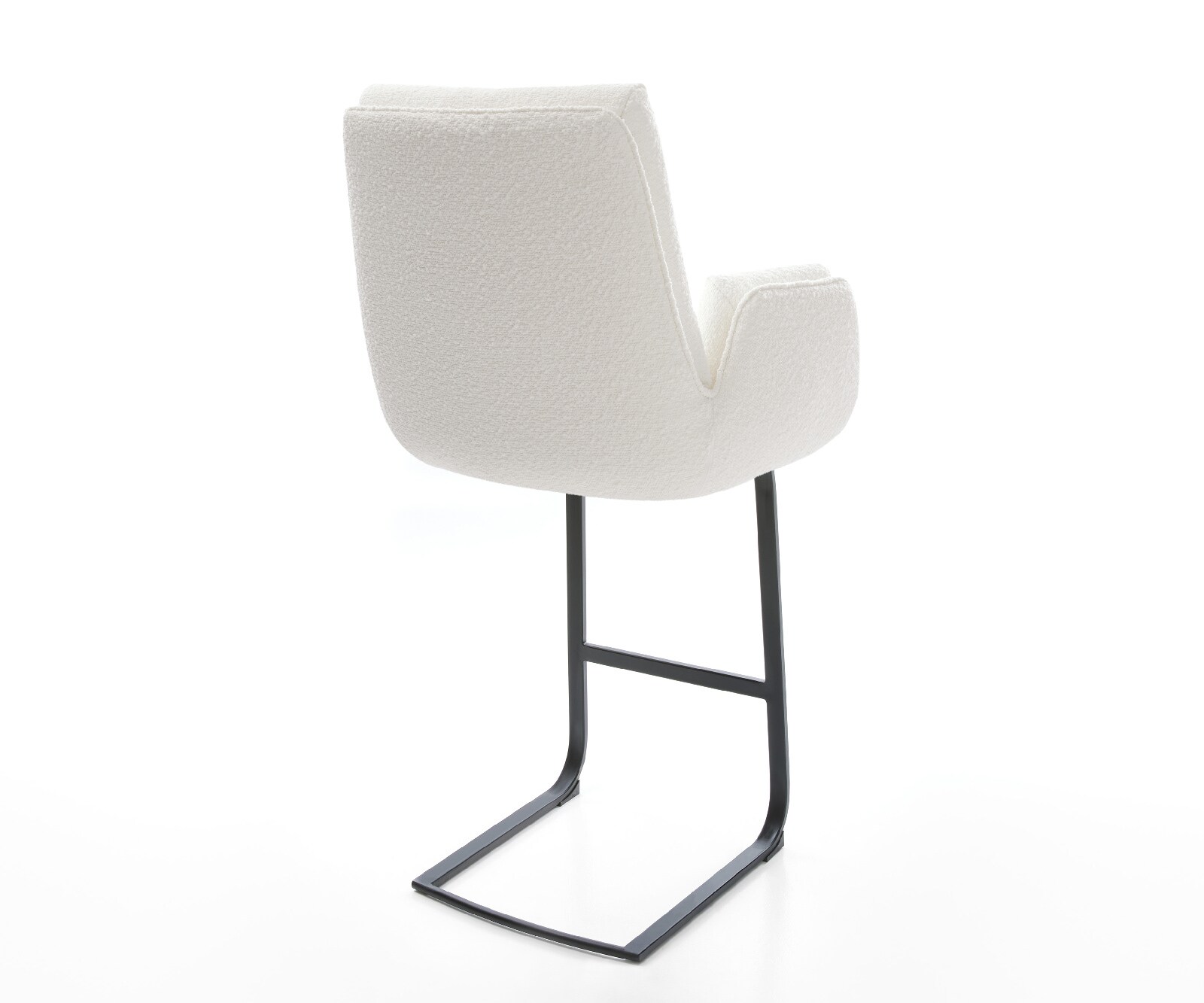 Barstuhl Clea-Flex Bouclé Creme-Weiß Freischwinger Flach Metall Schwarz 5