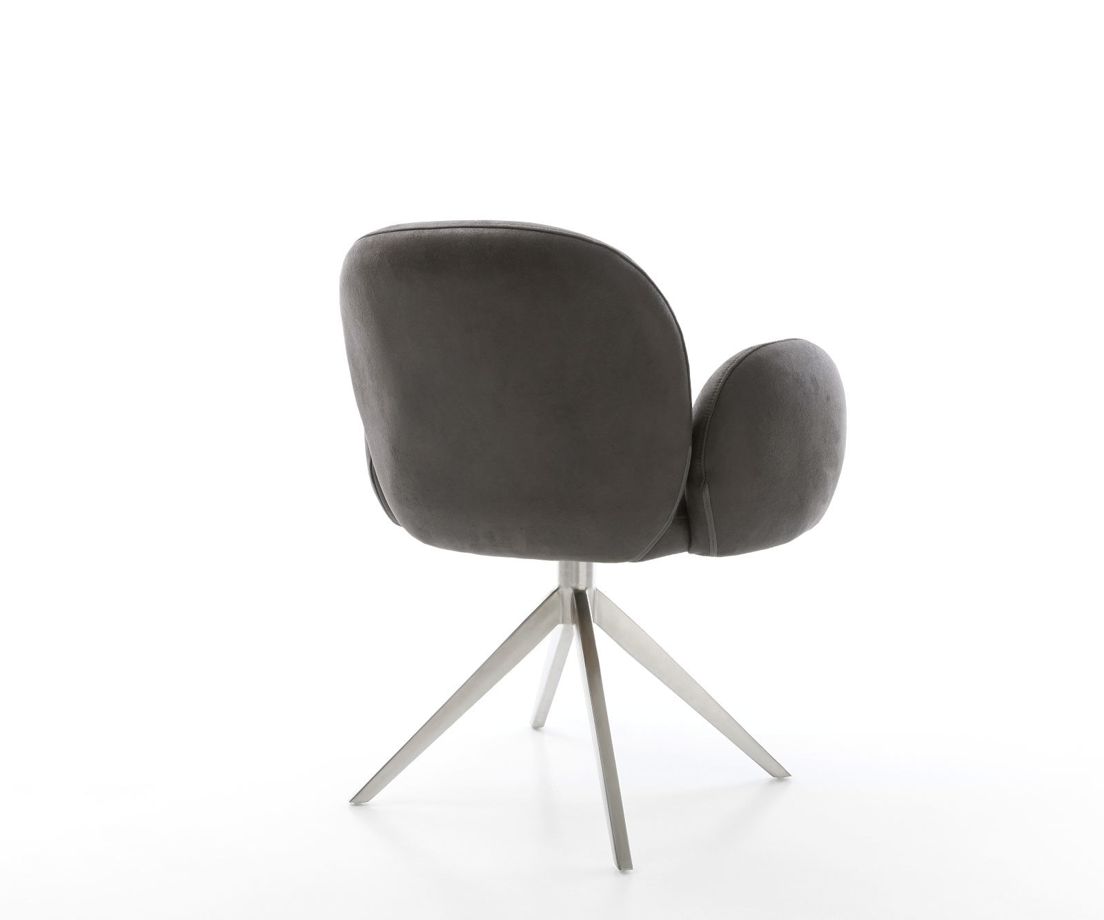 Drehstuhl Nube-Flex mit Armlehnen Mikrofaser Anthrazit Vintage Kreuzgestell breit Edelstahl 360° drehbar Wippfunktion Taschenfederkern 4
