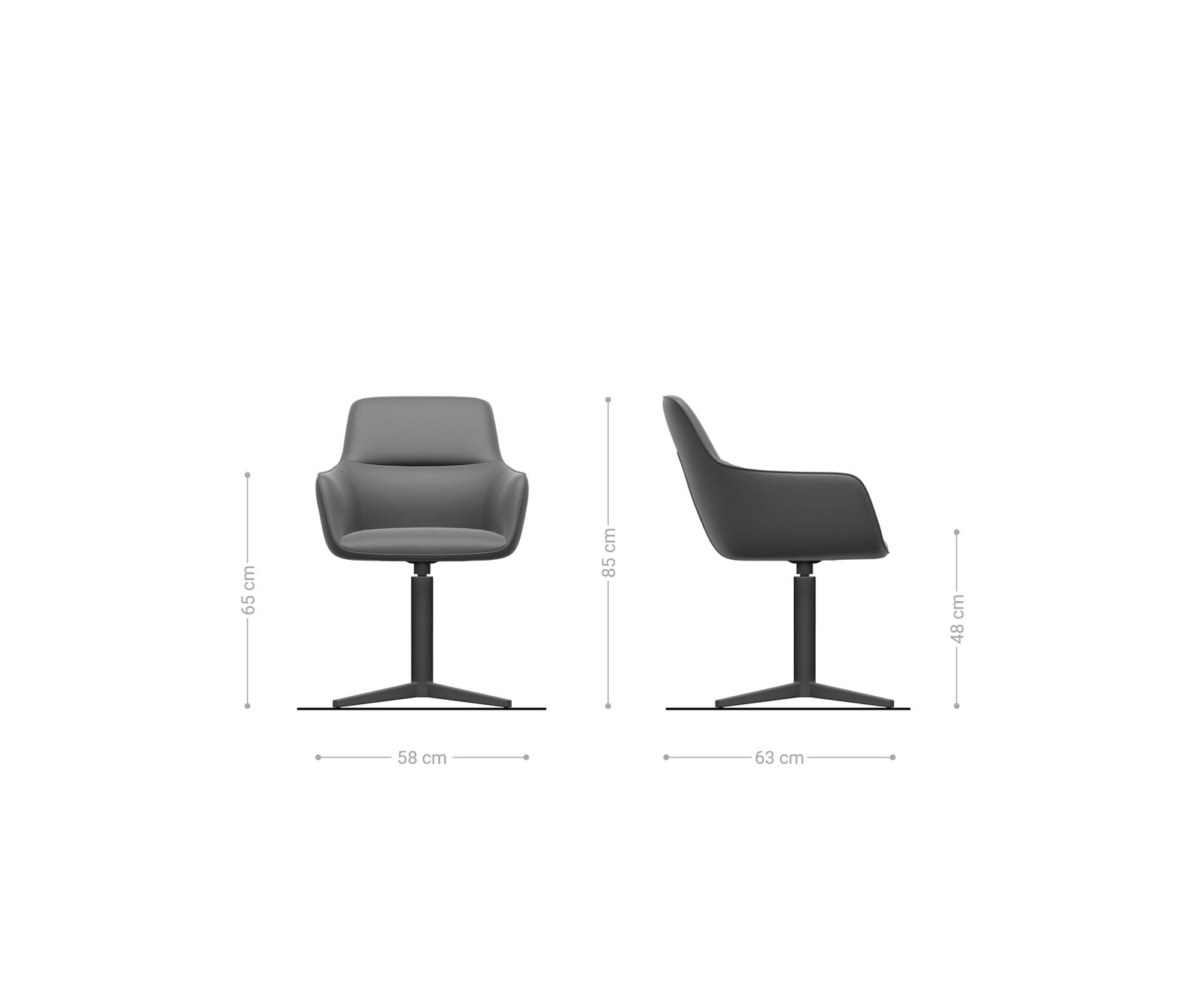 Drehstuhl Pejo-Flex Chenille Rost Fußkreuz Effektfinish Titan 360° drehbar Taschenfederkern 6