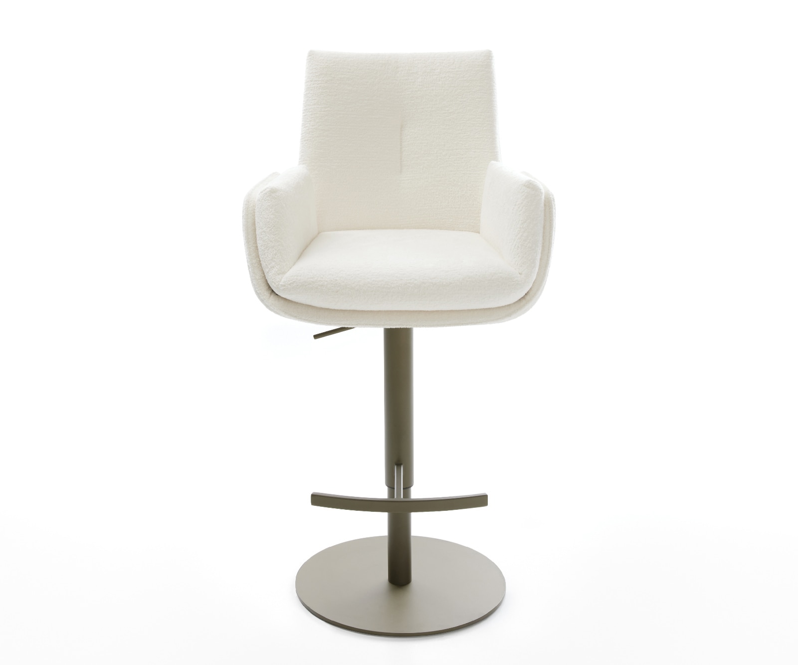 Barstuhl Clea-Flex Bouclé Soft Beige Drehfuß höhenverstellbar Metall Titanfarben 2