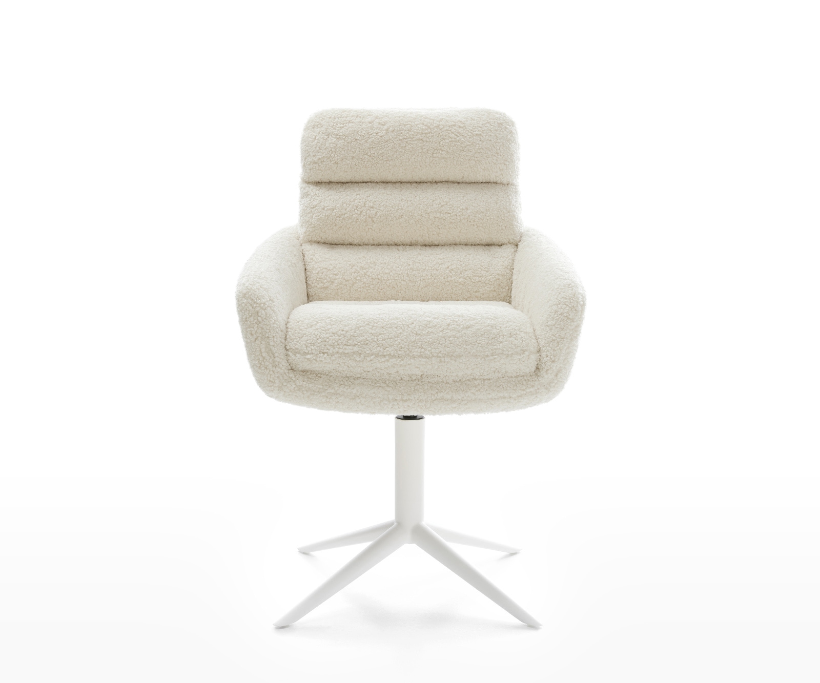 Drehstuhl Abelia-Flex mit Armlehnen Teddystoff Beige Fußkreuz Weiß 360° drehbar Wippfunktion 1