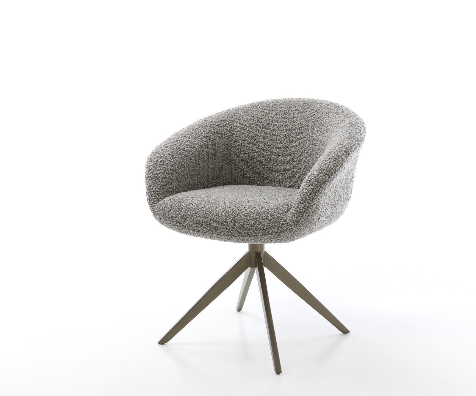 Drehstuhl Vinka-Flex mit Armlehnen Bouclé Silbergrau Kreuzgestell breit Effektfinish Titan 360° drehbar Wippfunktion Taschenfederkern Drehstuhl Vinka-Flex mit Armlehnen Bouclé Silbergrau Kreuzgestell breit Effektfinish Titan 360° drehbar Wippfunktion Taschenfederkern