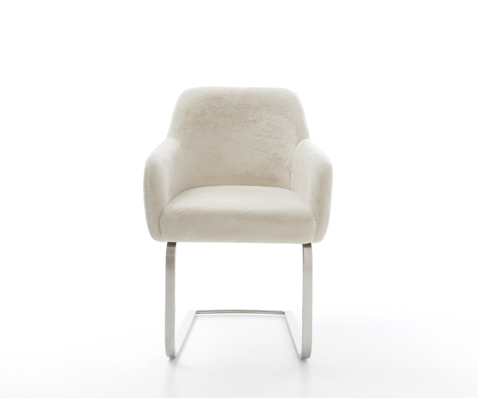 Freischwinger Greg-Flex Plüsch Creme-Weiß Freischwinger flach Edelstahl Taschenfederkern 2