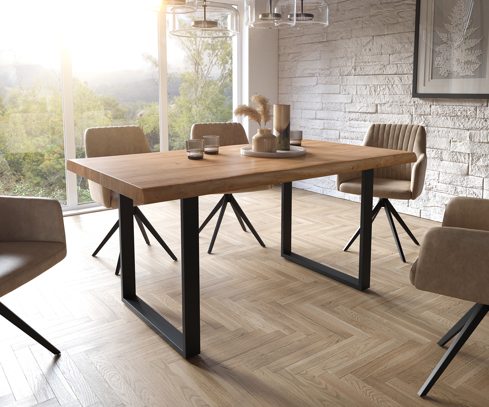 Esstisch Edge 160x90 XL Akazie Natur Kufe Schwarz Live-Edge 1 Esstisch Edge 160x90 XL Akazie Natur Kufe Schwarz Live-Edge 1