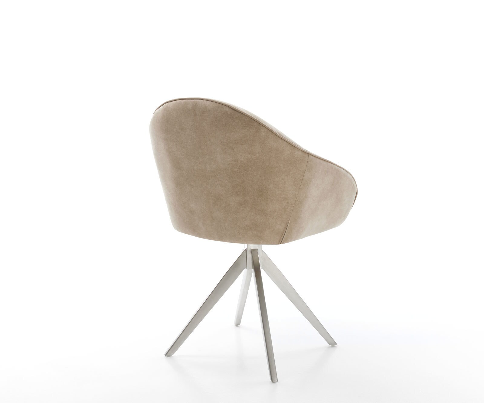 Esszimmerstuhl Gaio-Flex Mikrofaser Beige Vintage Kreuzgestell kantig Edelstahl 4
