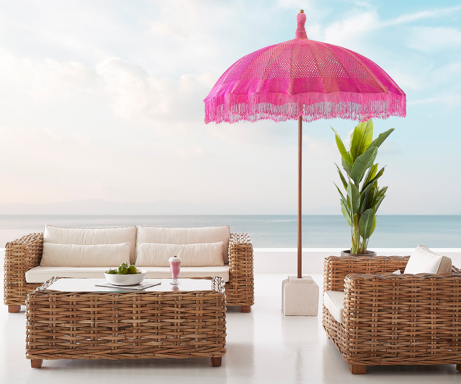 Sonnenschirm Makrame pink D200 H250 cm (Grundartikel) Sonnenschirm Makrame pink D200 H250 cm (Grundartikel)