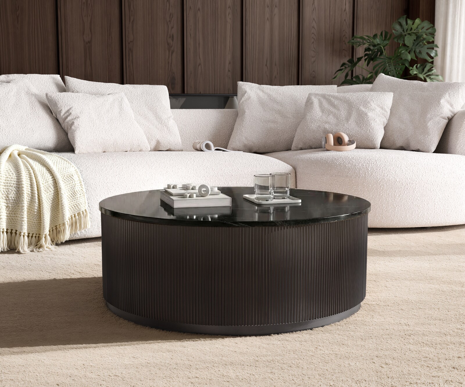 Couchtisch Fiorano 90x90 cm Marmor Schwarz Silber Metall Black Antique 4