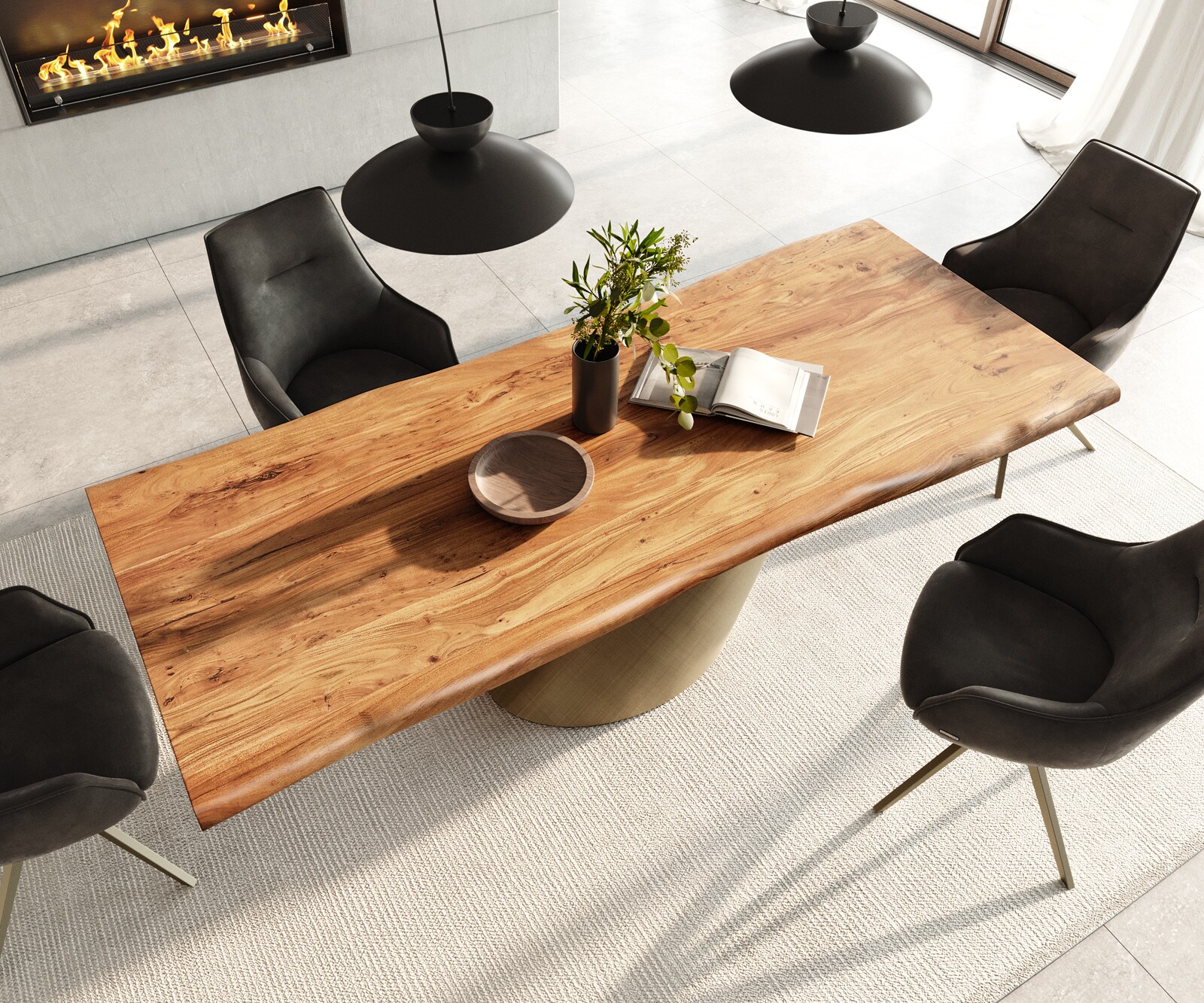 Esstisch Edge 240x100 Akazie Natur Cono Metallic Gold Live-Edge 3