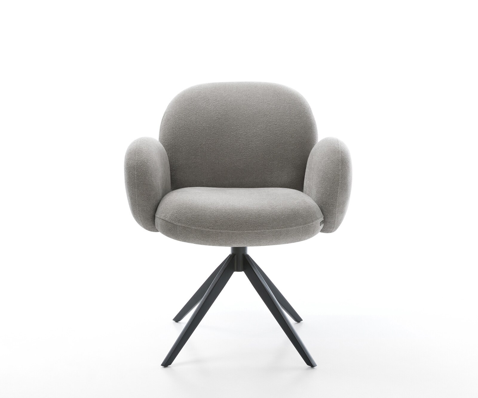 Drehstuhl Nube-Flex mit Armlehnen Strukturstoff Soft Grau Kreuzgestell breit Schwarz 360° drehbar Wippfunktion Taschenfederkern 2