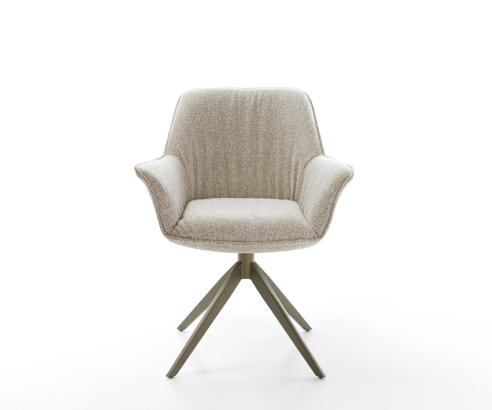 Drehstuhl Keila-Flex mit Armlehnen Webstoff Soft Beige Kreuzgestell breit Effektfinish Titan 360° drehbar Wippfunktion 1