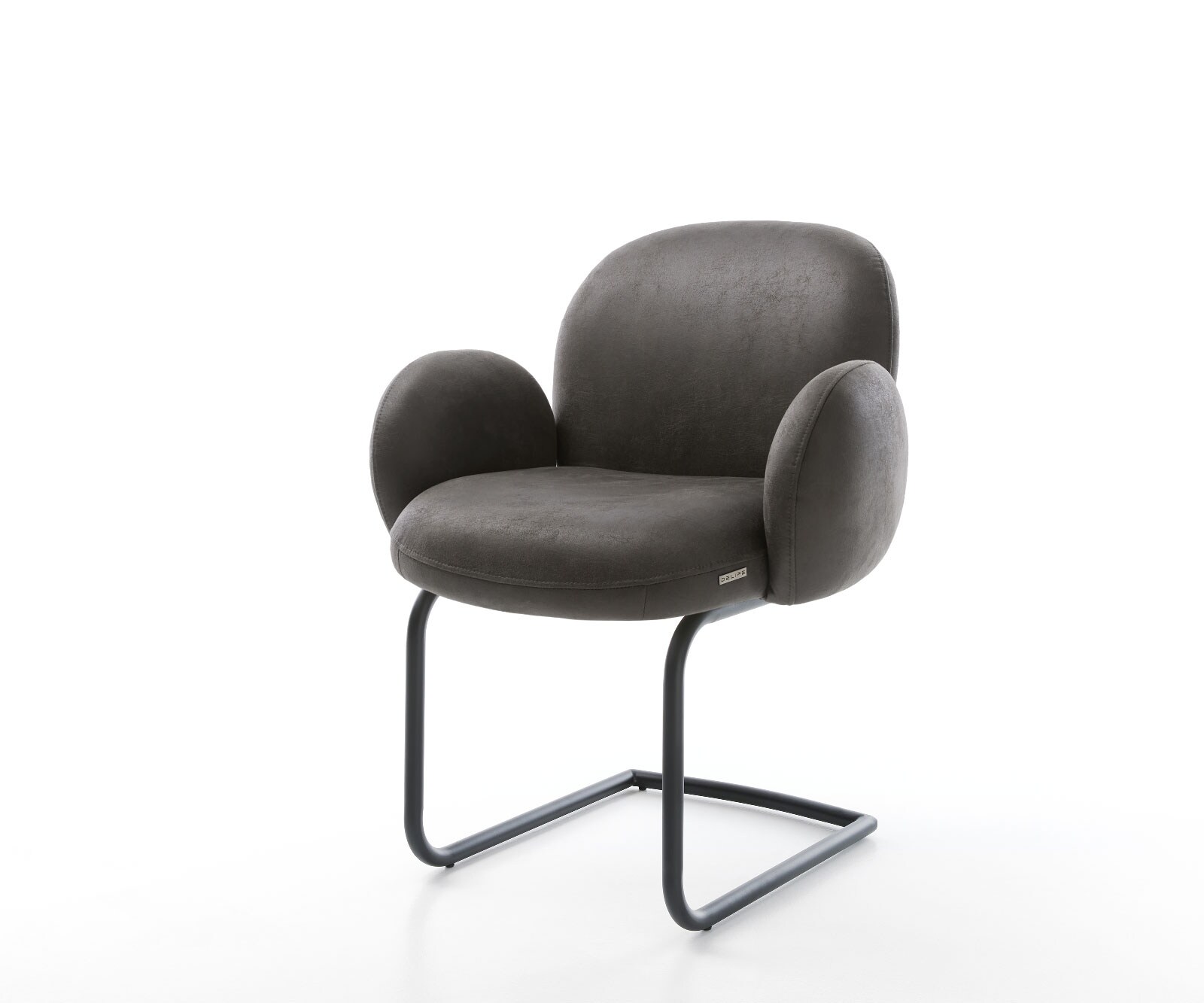 Freischwinger Nube-Flex mit Armlehnen Anthrazit Vintage Freischwinger rund Schwarz Taschenfederkern