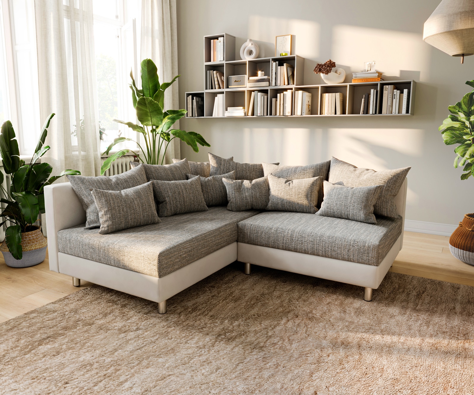 Ecksofa Clovis Weiss Hellgrau Ottomane Links Modulsofa Ecksofa Clovis Weiss Hellgrau Ottomane Links Modulsofa