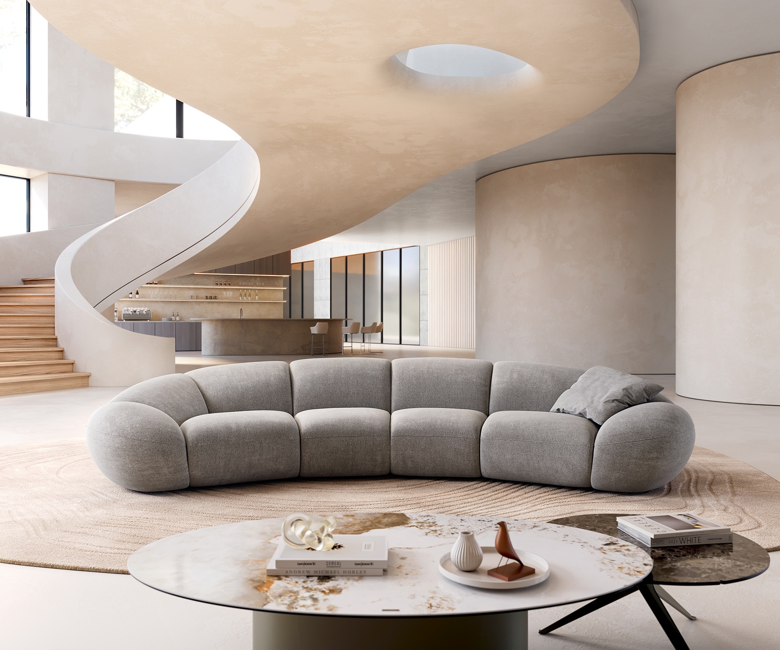 Big-Sofa Lunna 360x175 cm Strukturstoff Soft Grau 2 Kissen Big-Sofa Lunna 360x175 cm Strukturstoff Soft Grau 2 Kissen
