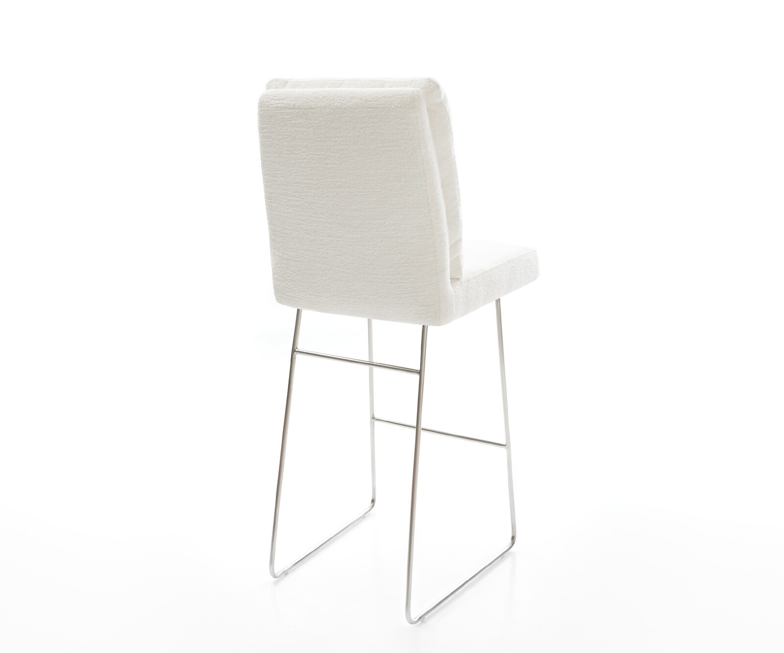 Barstuhl Pela-Flex Bouclé Soft Beige Kufengestell Edelstahl Silberfarben 5
