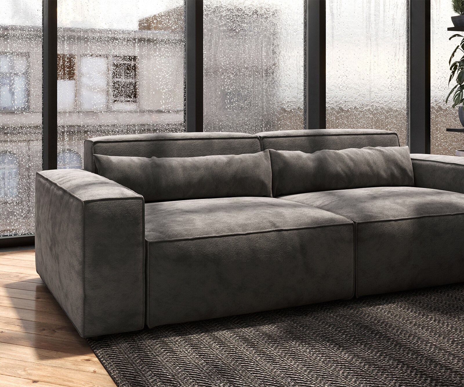 Big-Sofa Sirpio 230x95 cm Mikrofaser Khakibraun 6