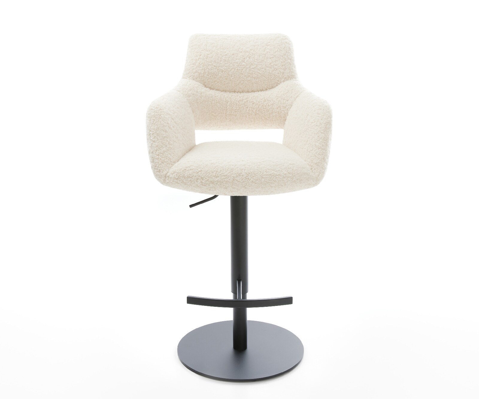 Barstuhl Yago-Flex Teddystoff Beige Drehfuß höhenverstellbar Metall Schwarz Taschenfederkern 2