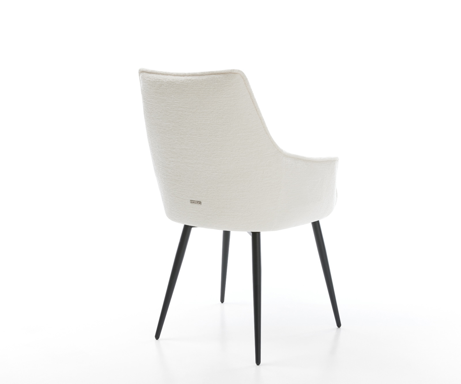 Esszimmerstuhl Alja-Flex mit Armlehnen Bouclé Soft Beige 4-Fuß konisch Schwarz Taschenfederkern 4