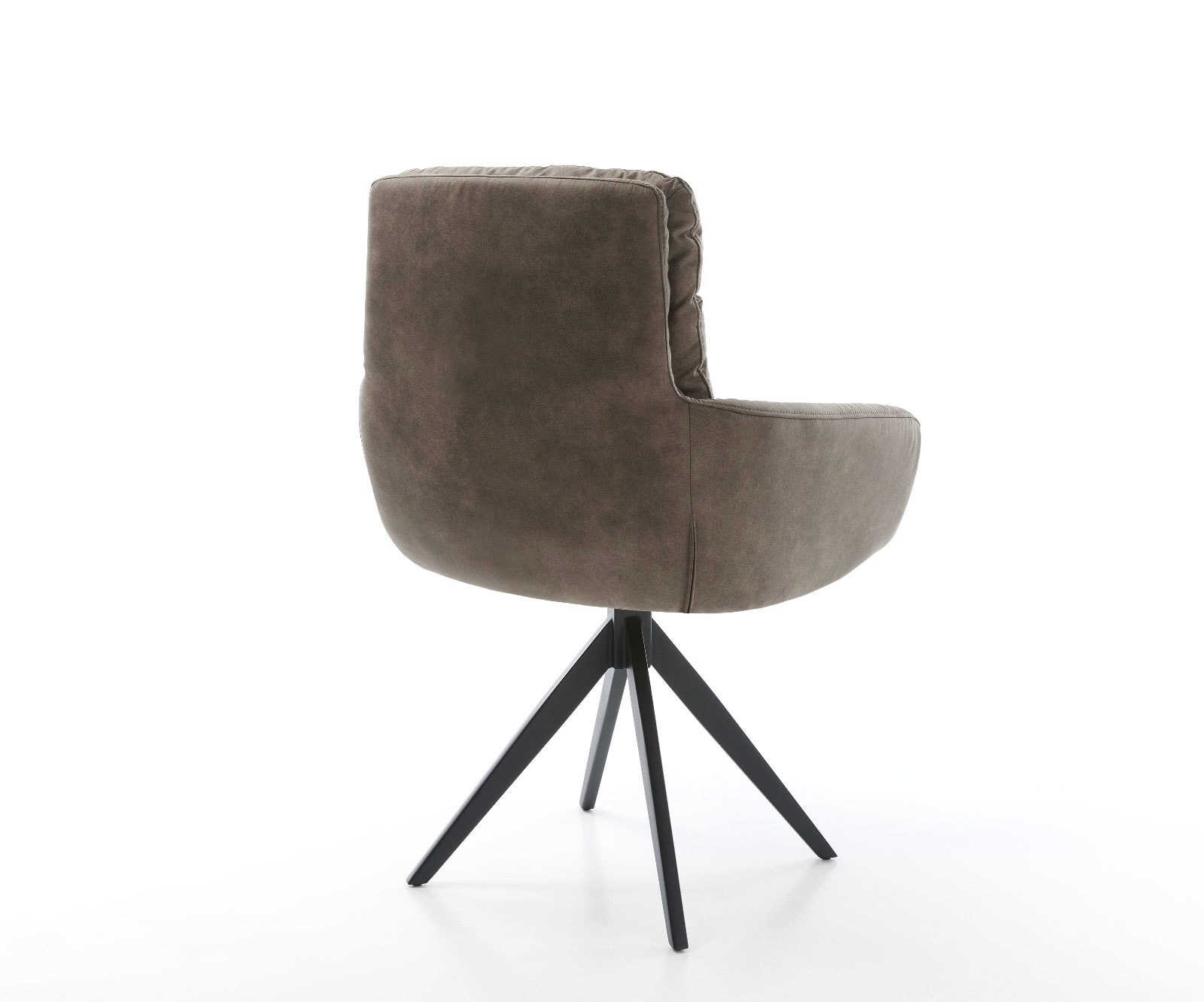 Esszimmerstuhl Abelia-Flex mit Armlehnen Mikrofaser Taupe Vintage Kreuzgestell kantig Schwarz 4