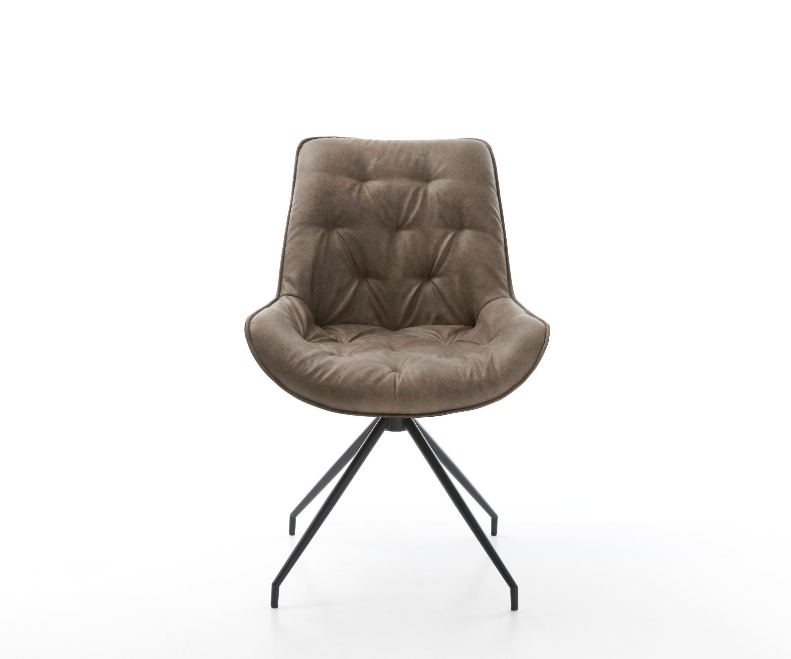 Esszimmerstuhl Taimi-Flex Mikrofaser Taupe Vintage Kreuzgestell konisch Schwarz 2 Esszimmerstuhl Taimi-Flex Mikrofaser Taupe Vintage Kreuzgestell konisch Schwarz 2