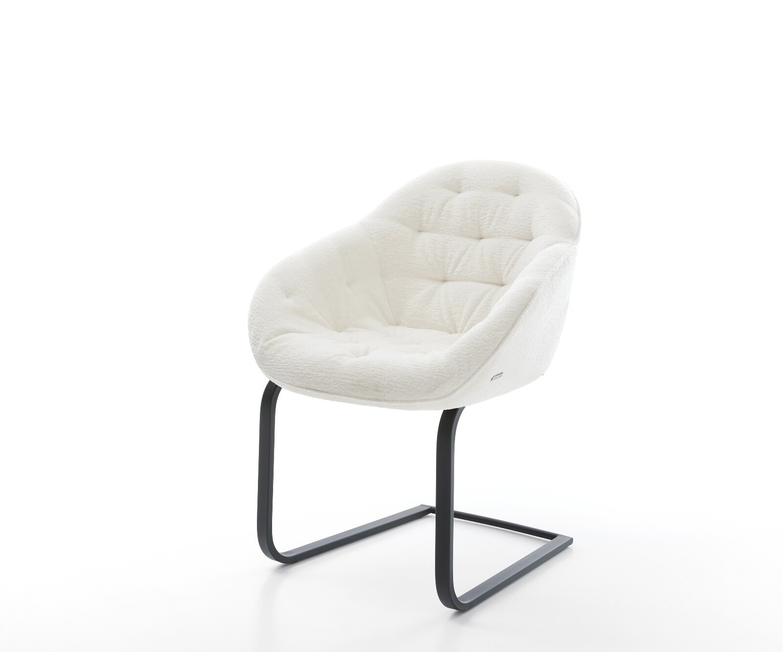 DELIFE Freischwinger Gaio-Flex Bouclé Soft Beige Freischwinger flach Schwarz
