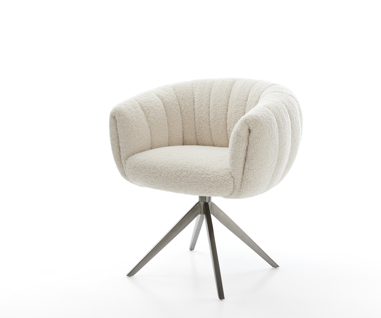 Drehstuhl Jada-Flex Teddystoff Beige Kreuzgestell breit Graphit 360° drehbar Wippfunktion Taschenfederkern