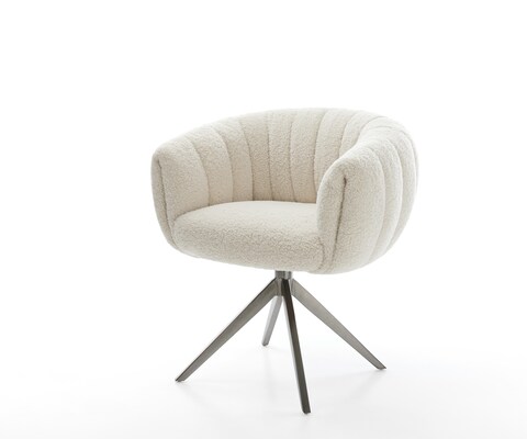 Drehstuhl Jada-Flex Teddystoff Beige Kreuzgestell breit Graphit 360° drehbar Wippfunktion Taschenfederkern